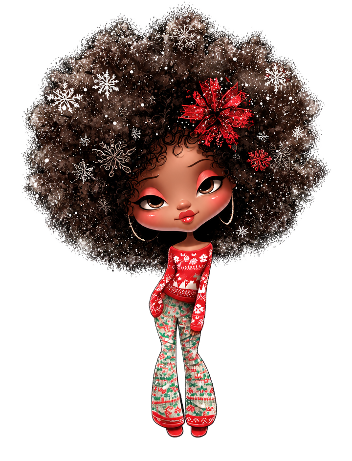 Poinsettia Queen — Fair Isle — Christmas PNG design for shirts, sweatshirts & mugs. Black art sublimation & DTF print file | The Royal Edit